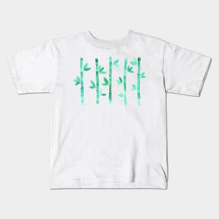Watercolor Bamboo Pattern - Mint Green Kids T-Shirt